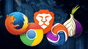 A group of different web browsers on a dark background.