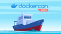 Dockercon 2020 logo with a boat in the water.