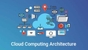A blue background with the words cloud computing architecture.
