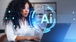 Image of lady with an AI symbol reflection